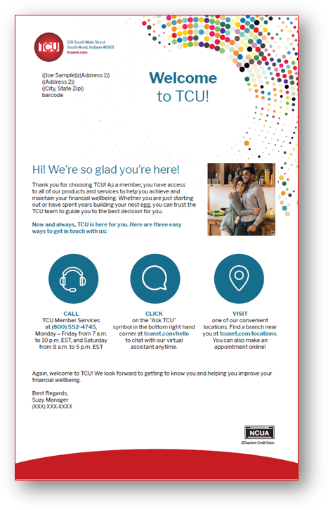 Example of TCU's onboarding letter